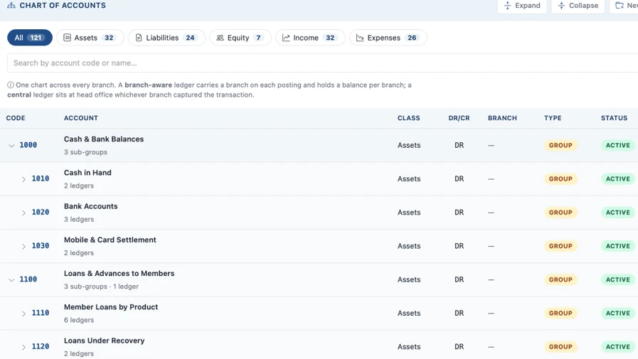 Branch-Aware Chart of Accounts
